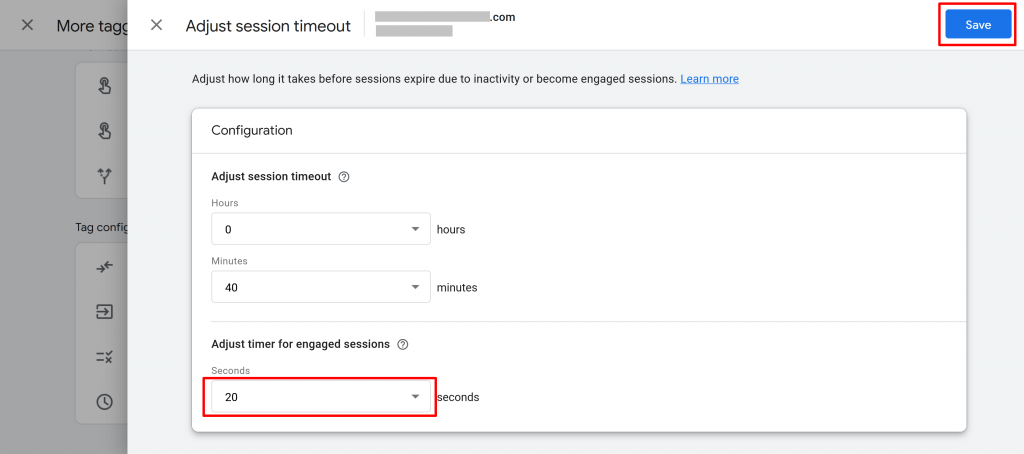 ga-4 adjust the timer for engaged sessions section photo