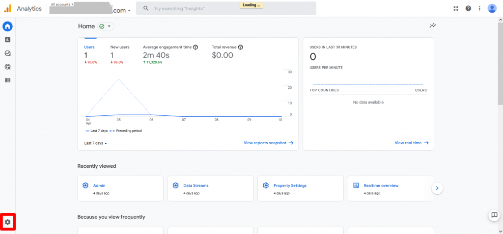 google analytics 4 dashboard button admin photo