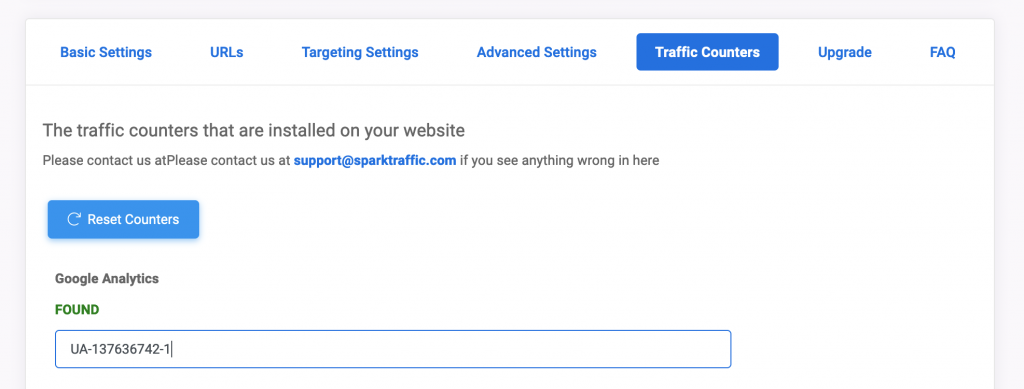 ga4 id for sparktraffic client panel