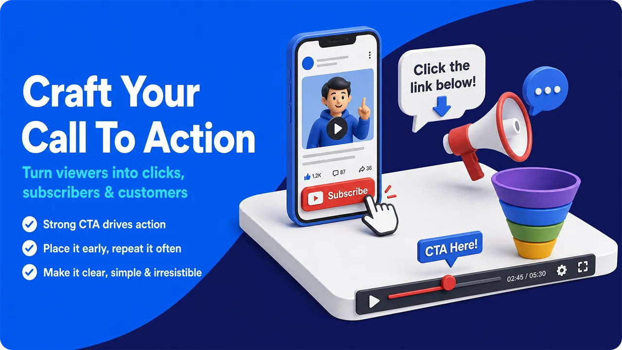Video call to action encouraging viewers to click a website link