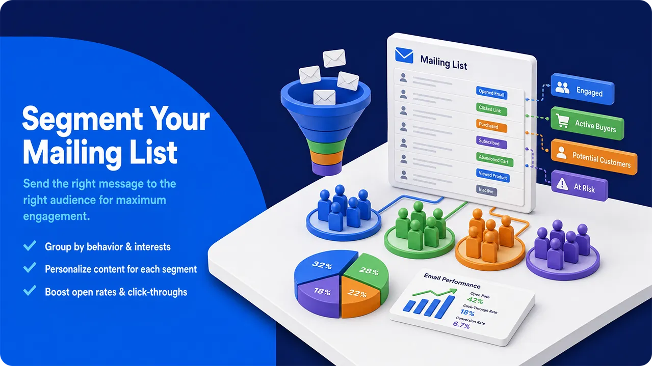 Segmenting an email mailing list by customer behavior and interests