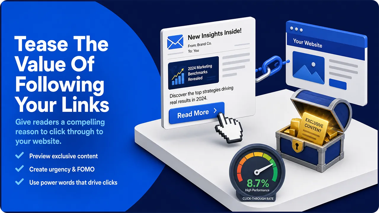 Email preview teasing exclusive content and encouraging website clicks