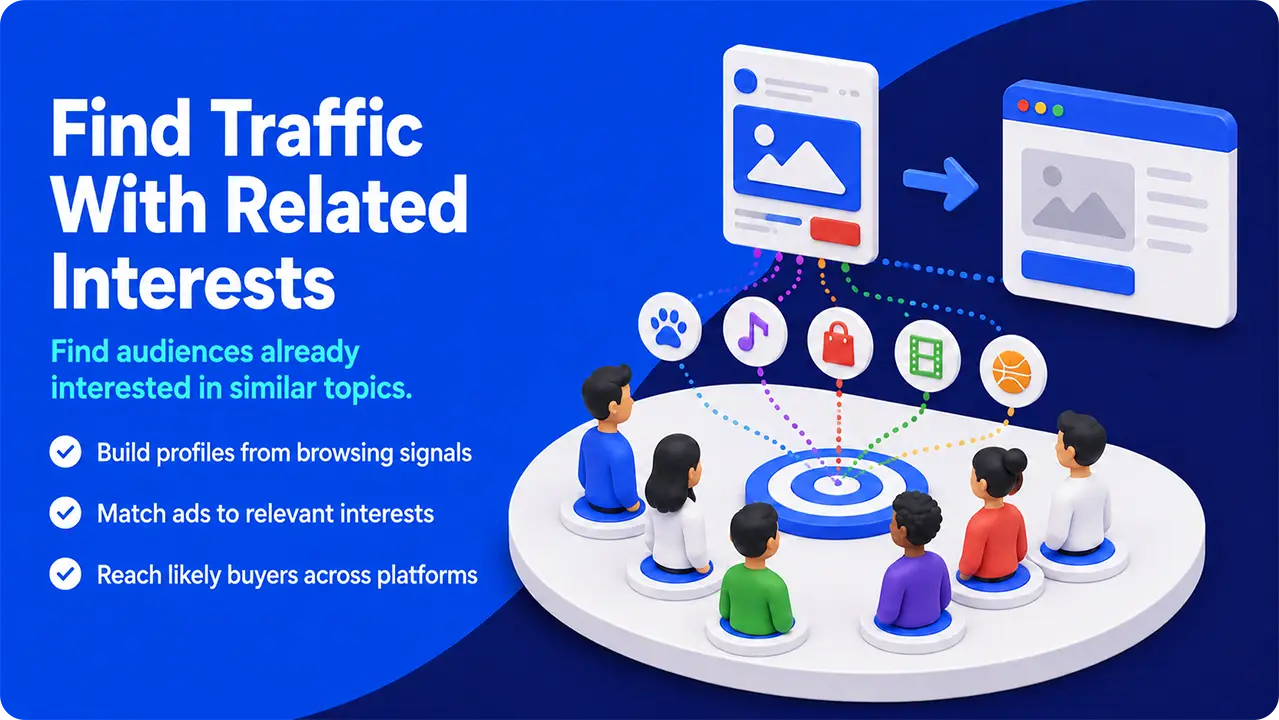 Interest-based ad targeting connecting audience profiles with relevant topics and website content