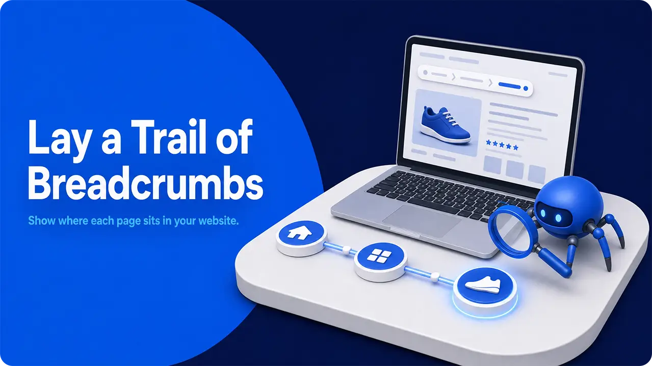 Breadcrumb navigation showing a path from home to product page.