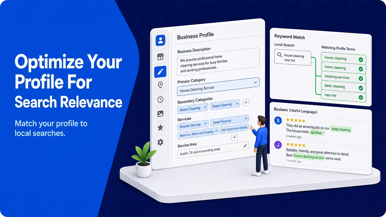 Business profile optimized for local search relevance