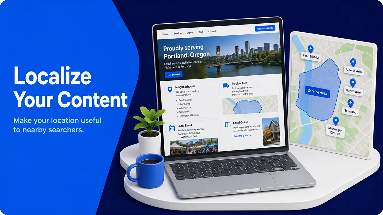 Localized website content targeting nearby customers