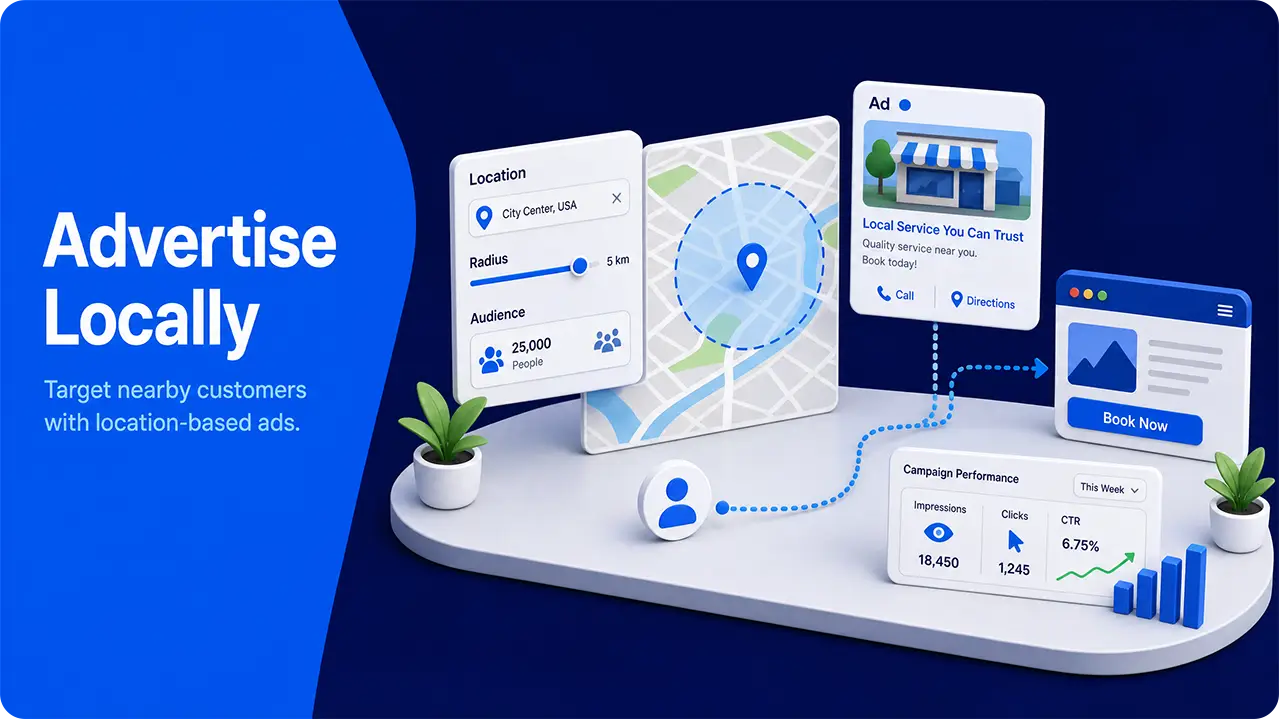 Location-targeted advertising for local customers