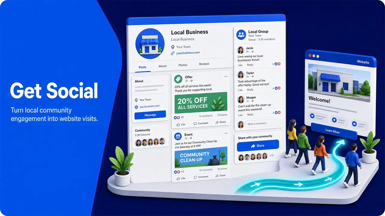 Social media engagement driving local website visits