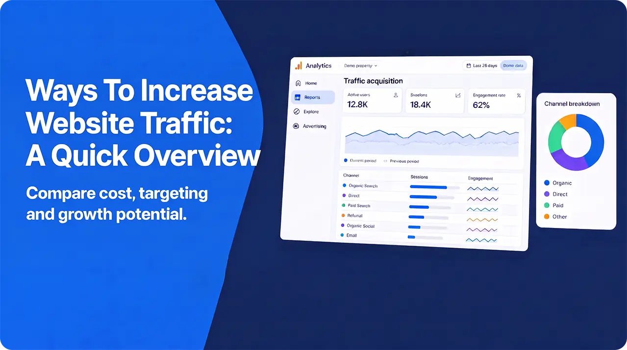 GA4 dashboard showing website traffic sources and engagement
