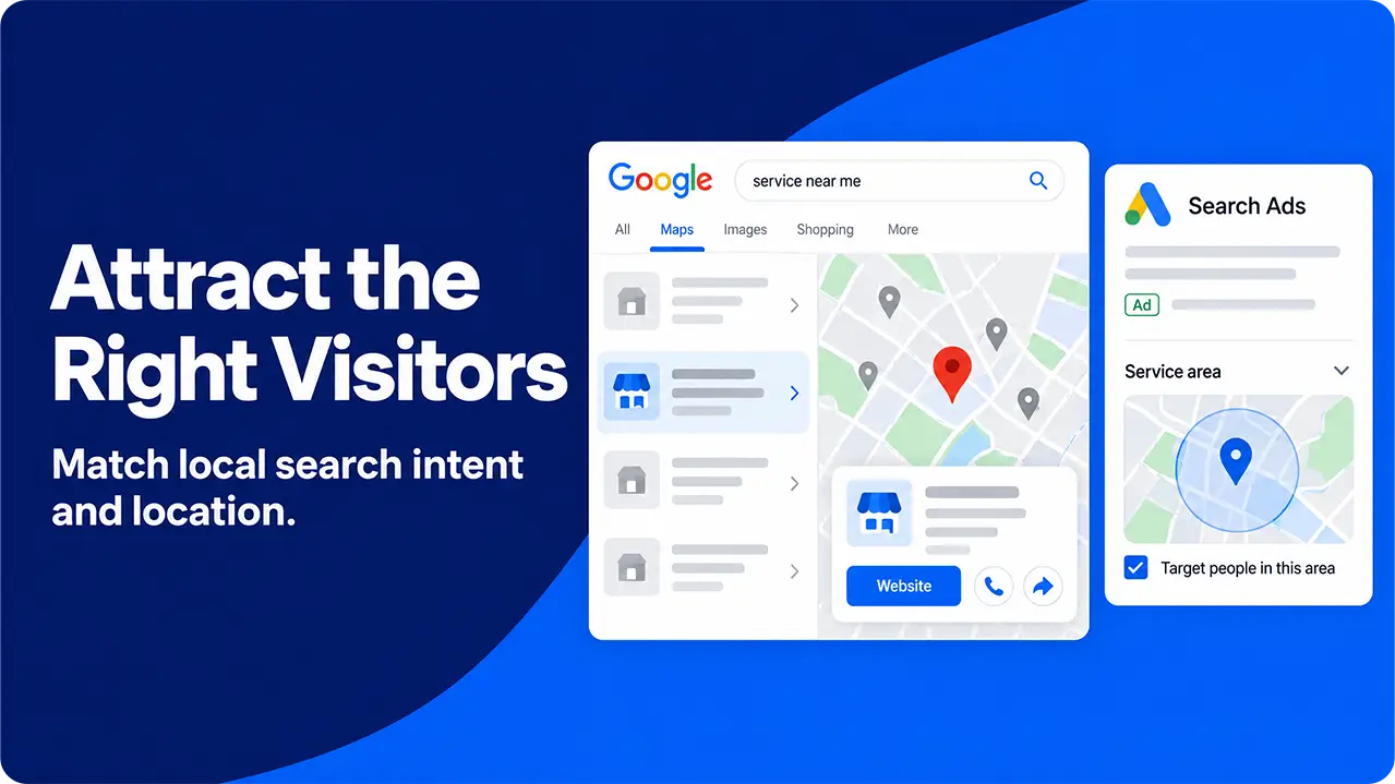 Local business profile and location targeting to attract nearby visitors.