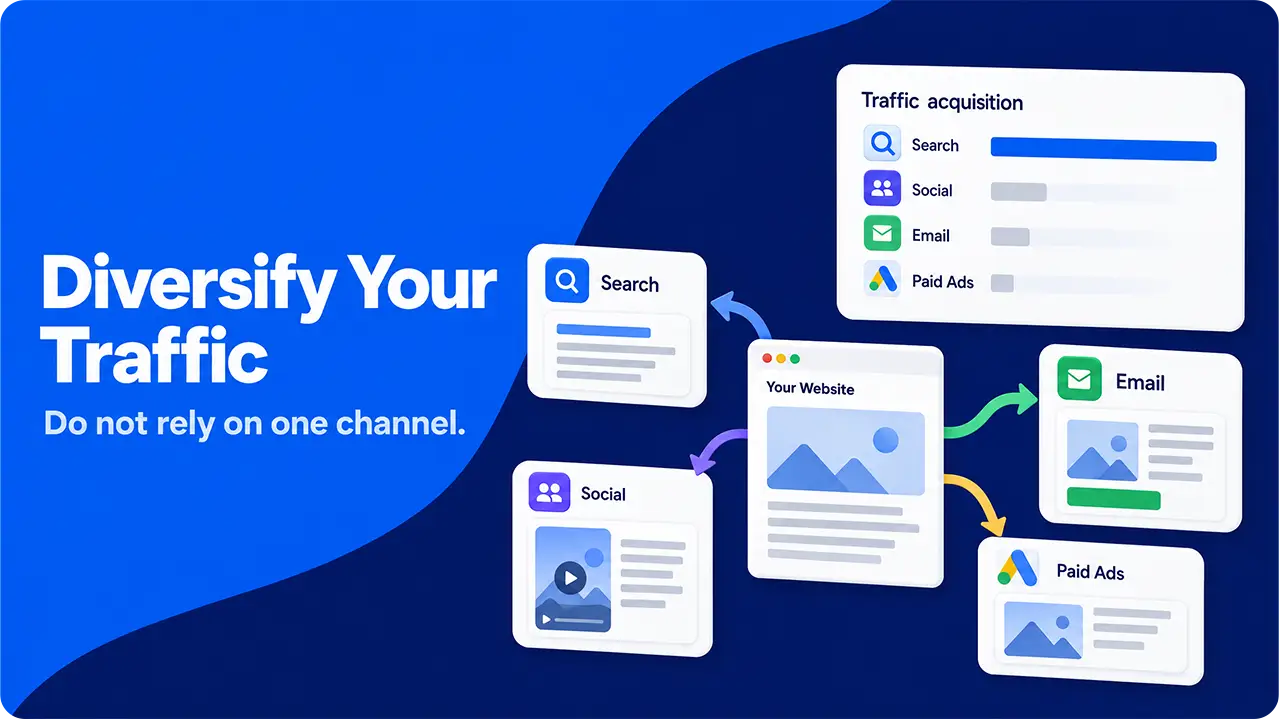 Acquisition report alongside search, social, email, and advertising channels.