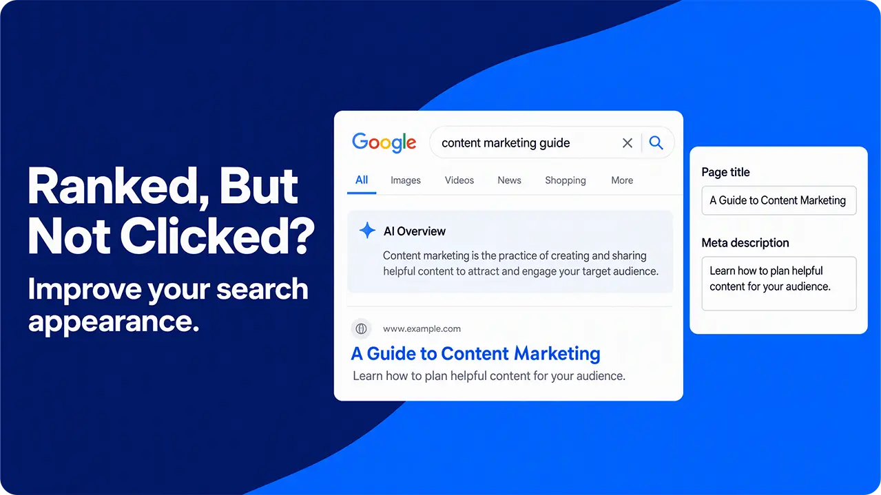 Google search result showing a page title and description alongside an AI summary.