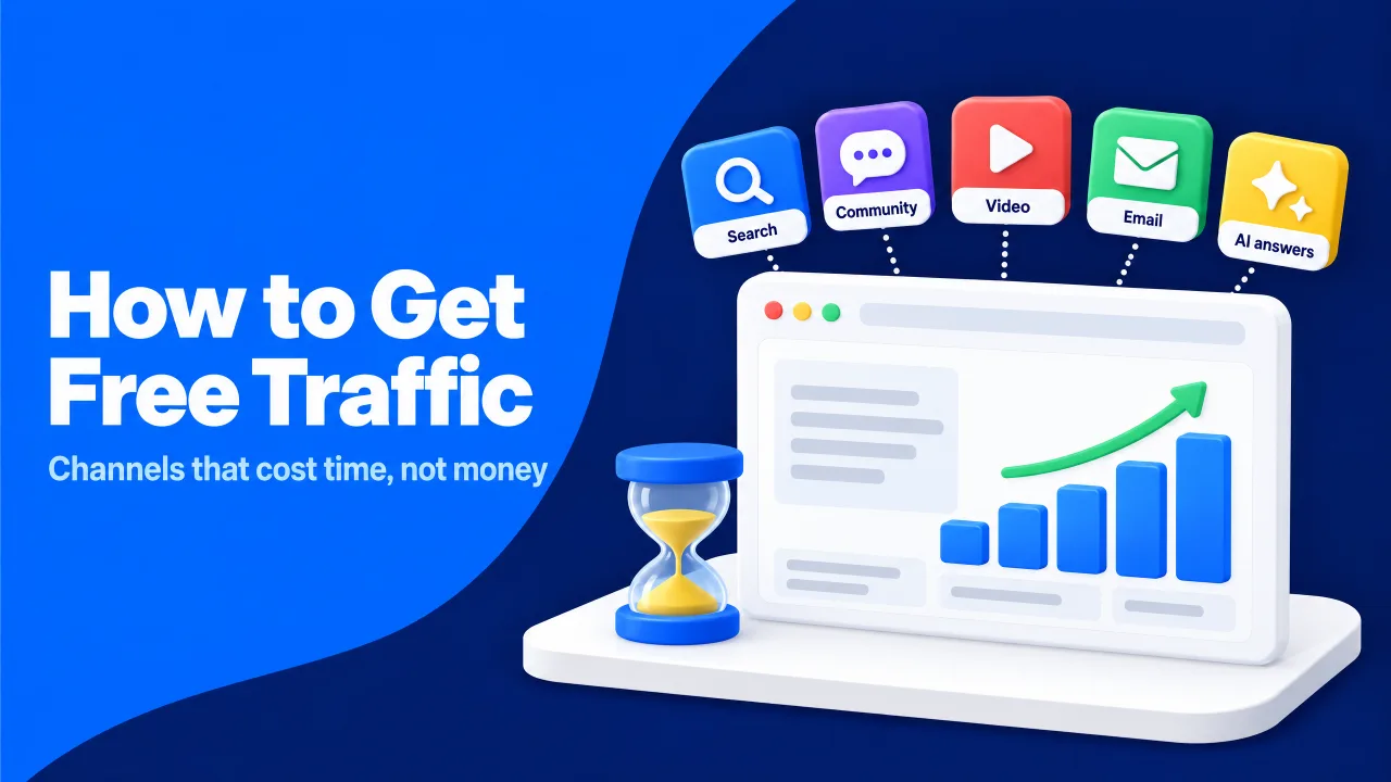 Free website traffic channels compared by the time each engaged visit costs