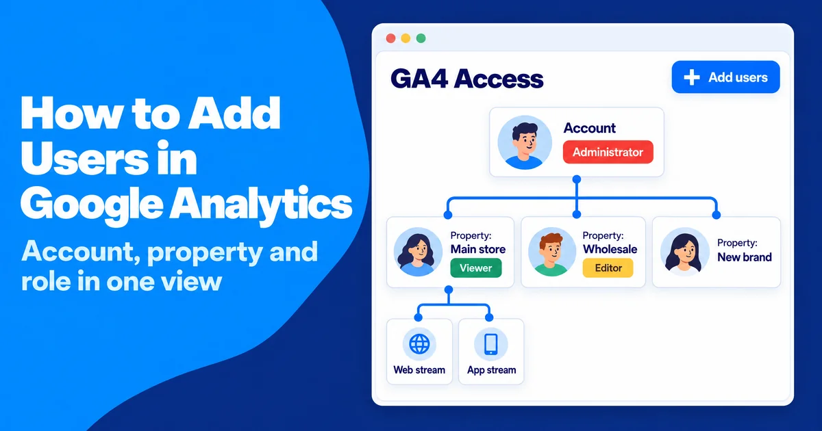 How to add users in Google Analytics 4 with roles, property access and safe sharing habits