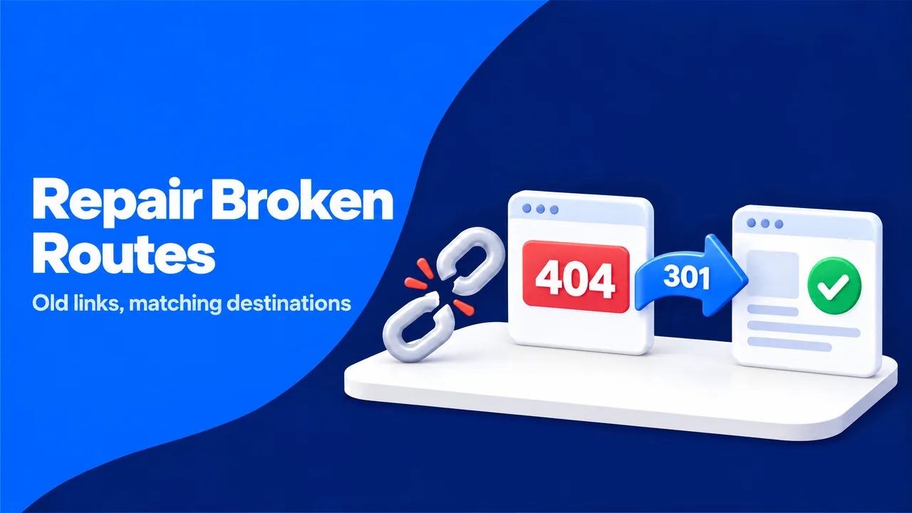 Broken link returning a 404 error redirected with a 301 to a matching page