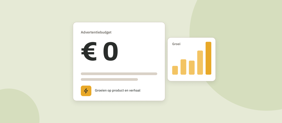 Illustratie: advertentiebudget van nul euro naast een groeigrafiek