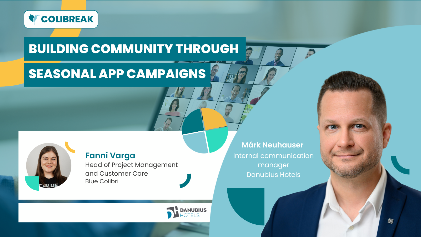 Webinar about seasonal employee engagement campaigns, betting games, and community building through internal communication.