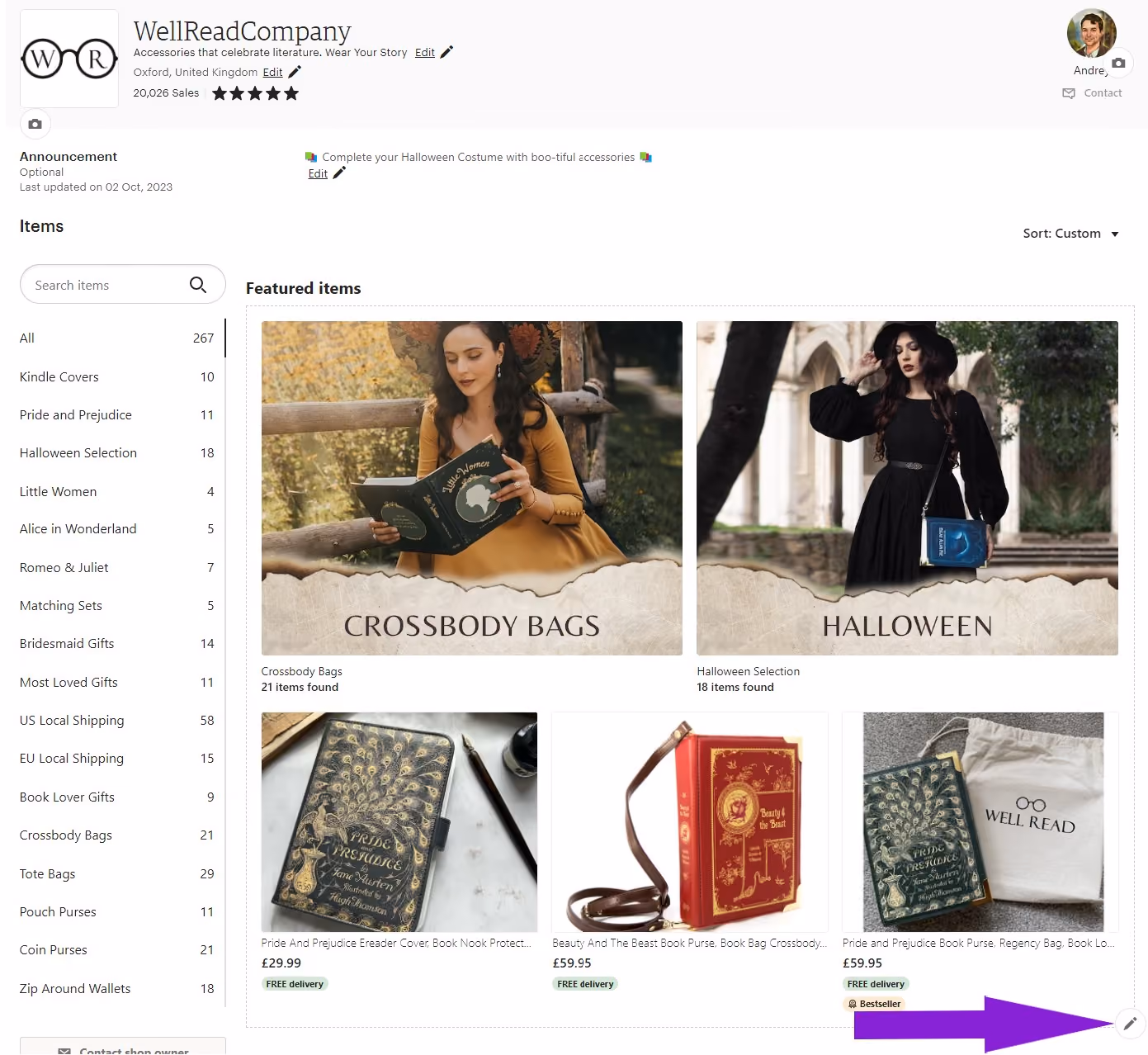 How to edit your Etsy Featured area