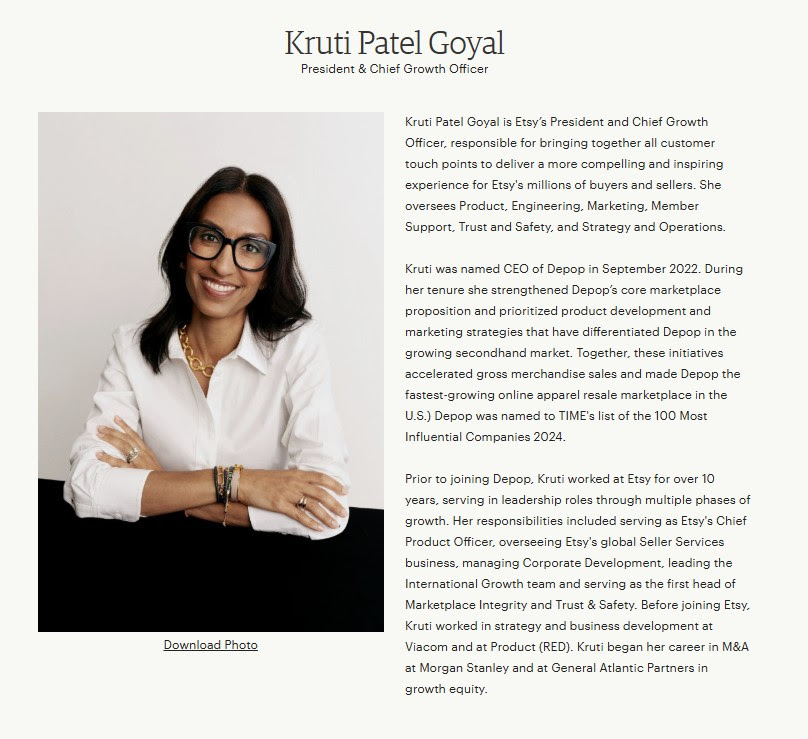 New Etsy CEO 2026 - Kruti Patel