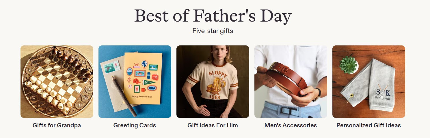 Etsy Father's Day Landing page