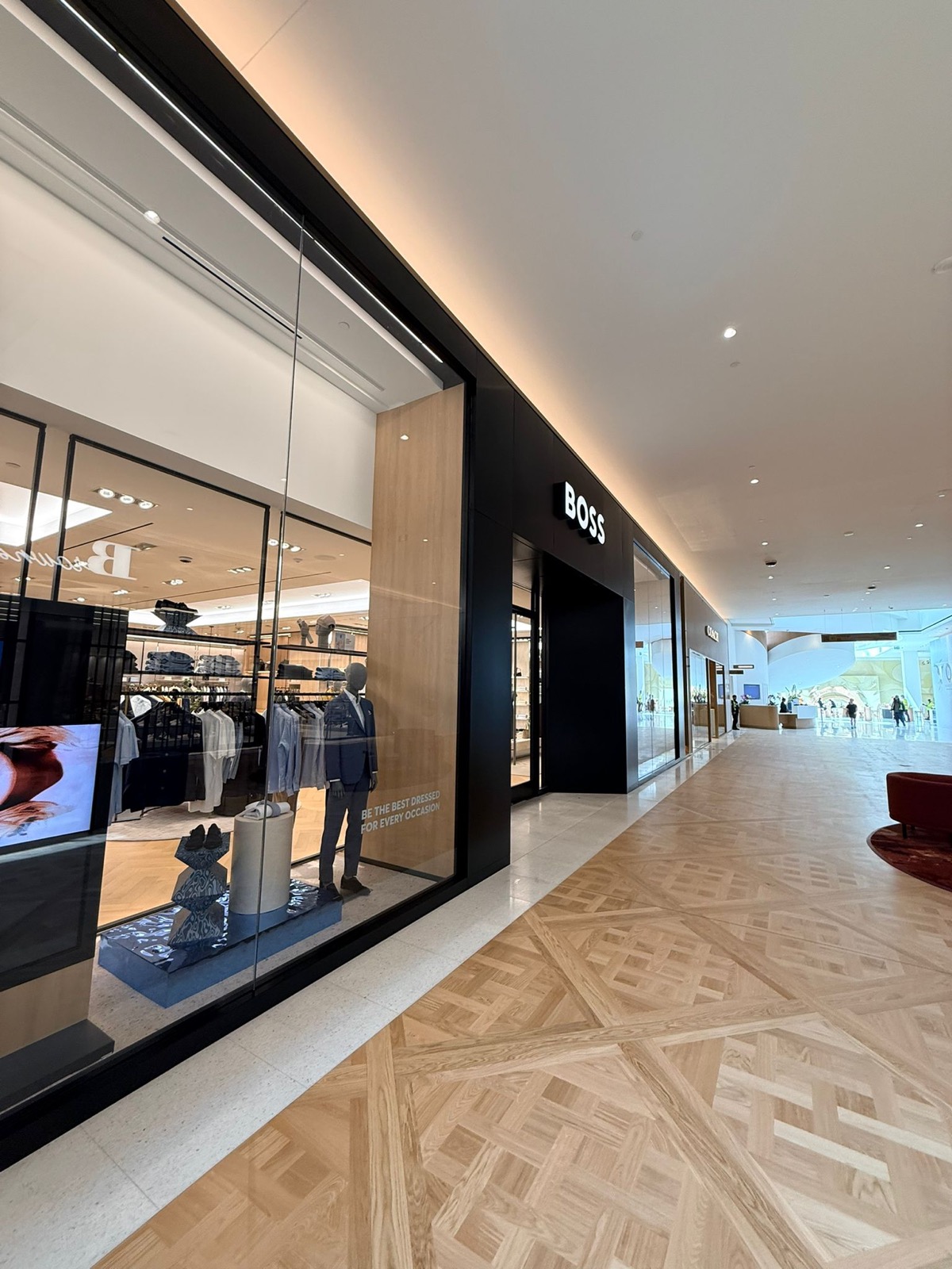 Hugo Boss storefront at Oakridge built by Markley Construction