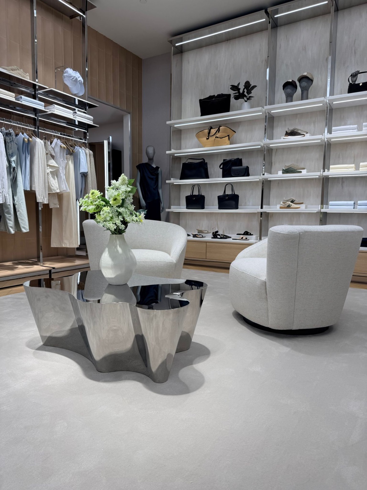 Accessory shelving and lounge seating