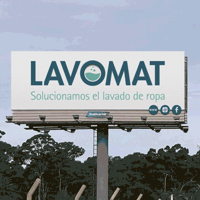 Cartel carretero con automatismo Lavomat