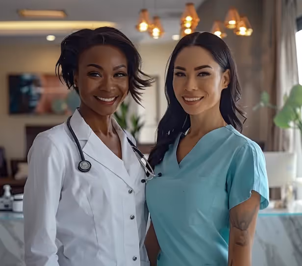 A group of women standing next to each other.