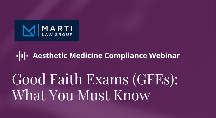 An image representing Moxie's webinar on medspa compliance and good faith exams (GFEs)