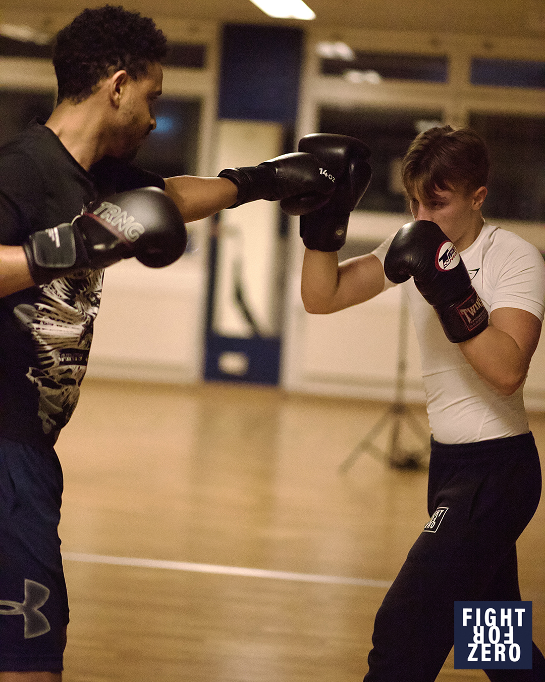 A photo of two boxers practising 