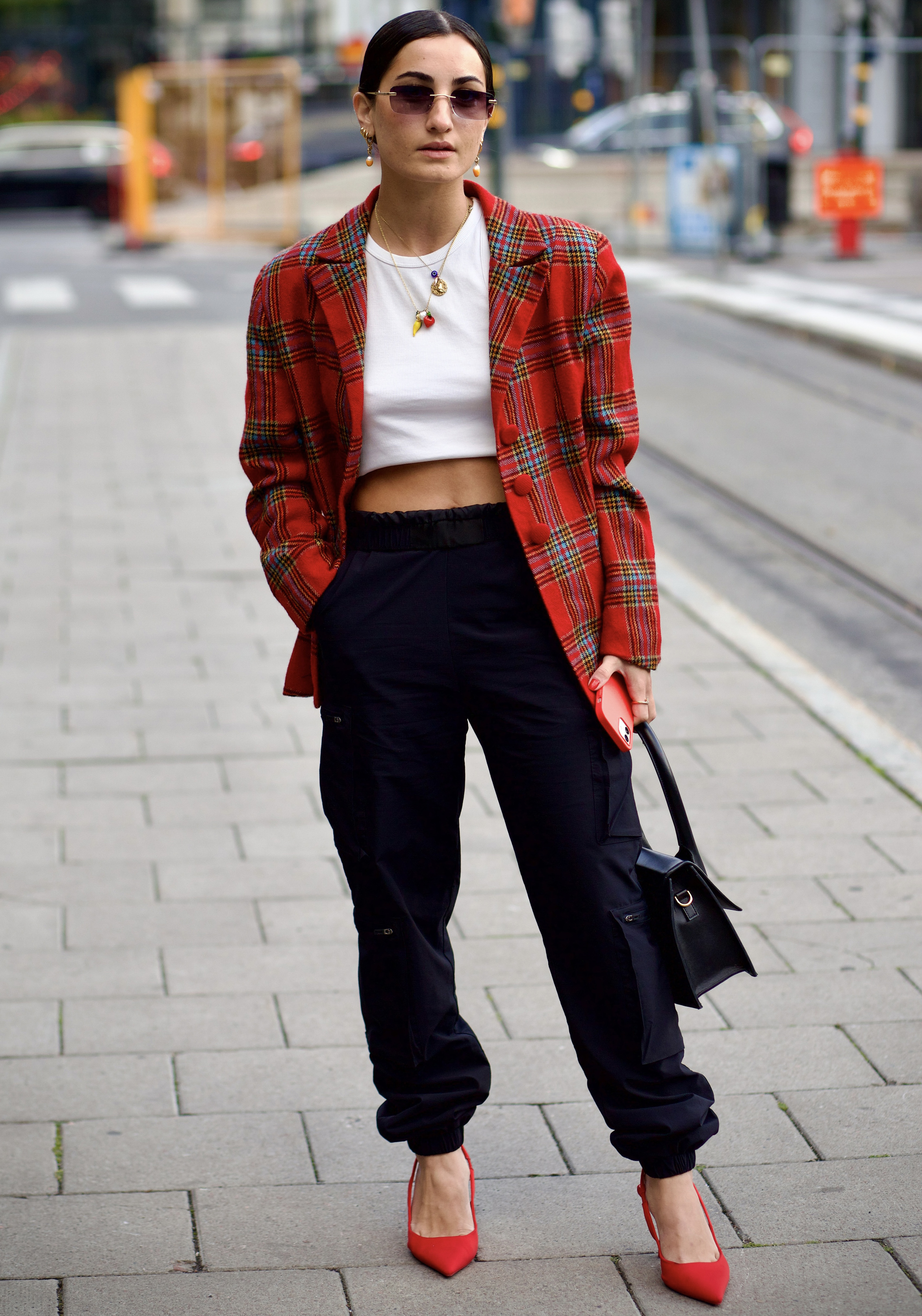 Stockholm fashion week street style photo: lady in a red suit