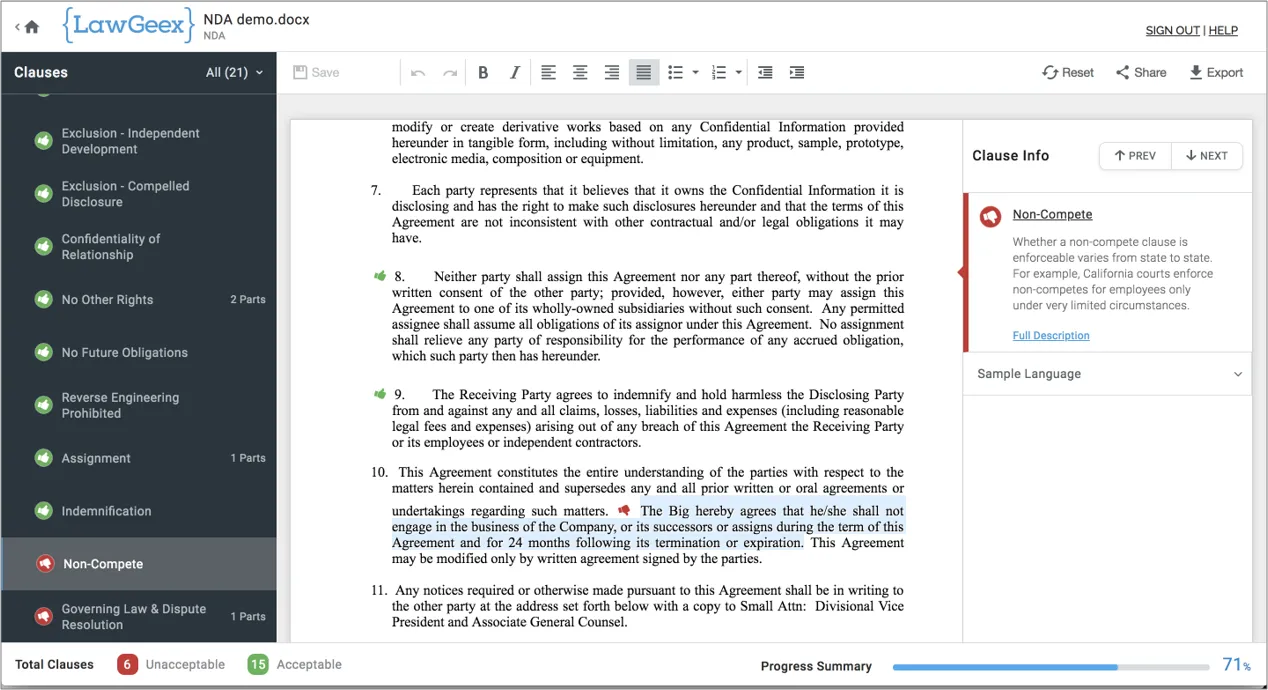 LawGeex contract review automation