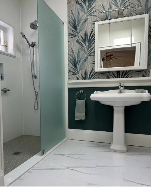 A custom ensuite designed with both function and personality in mind.