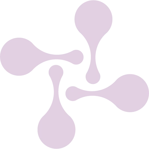 Abstract purple shape with four rounded arms extending from the center on a white background.