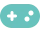 Simple blue game controller icon with a plus sign on the left and two circle buttons on the right.