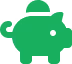 Green piggy bank icon with a coin slot and a small coin next to it.
