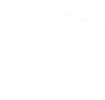 White graduation cap icon with tassel.