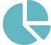 Blue pie chart icon with four segments, one separated from the rest.