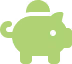 Green piggy bank with a coin slot and an arrow pointing to the left, symbolizing savings or money transfer.