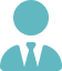 Icon of a person wearing a suit and tie in teal color.