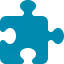 Single blue puzzle piece with one protruding tab on the left and three inward curves.