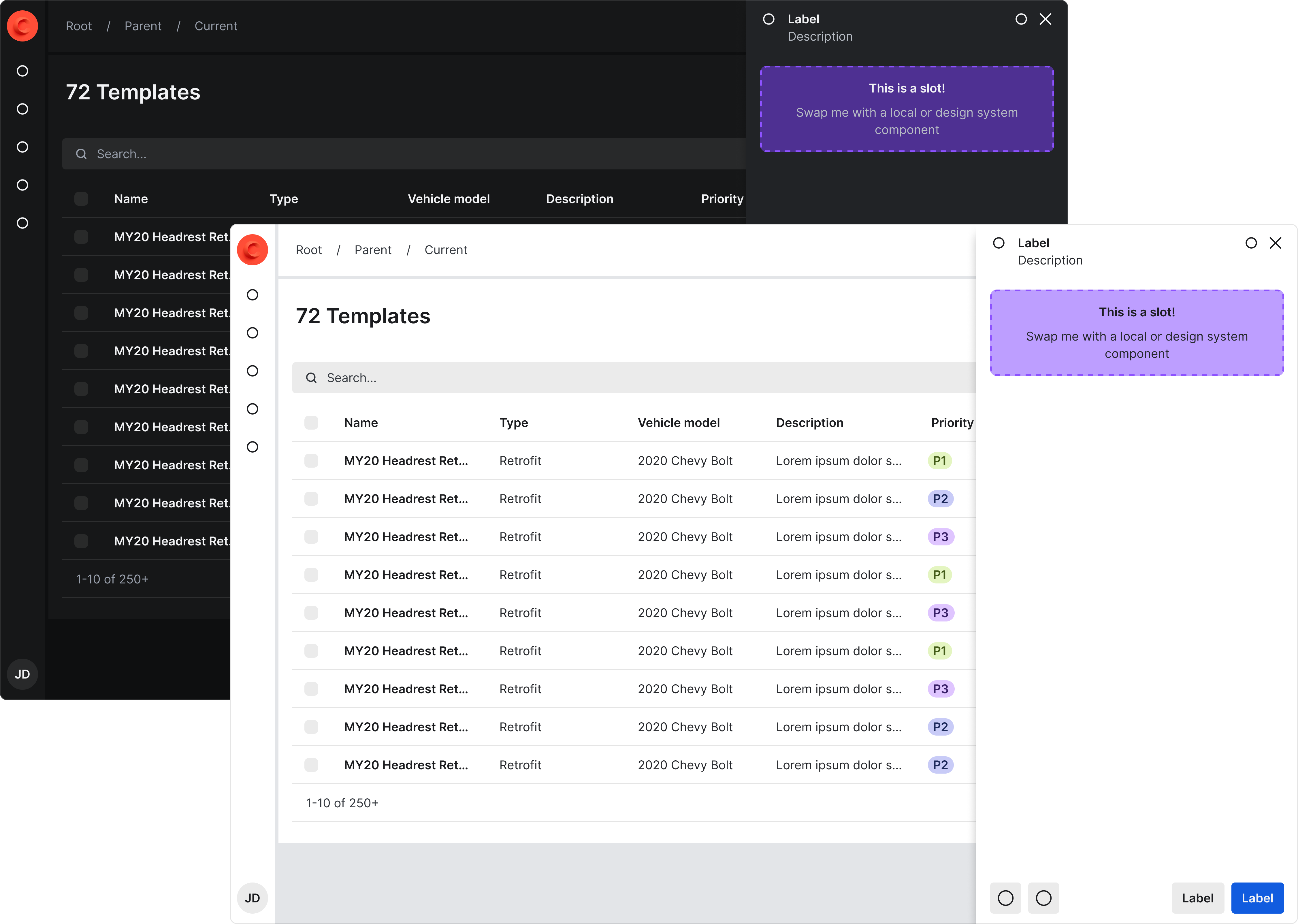 Dashboard and mobile view of the home screens for gage.
