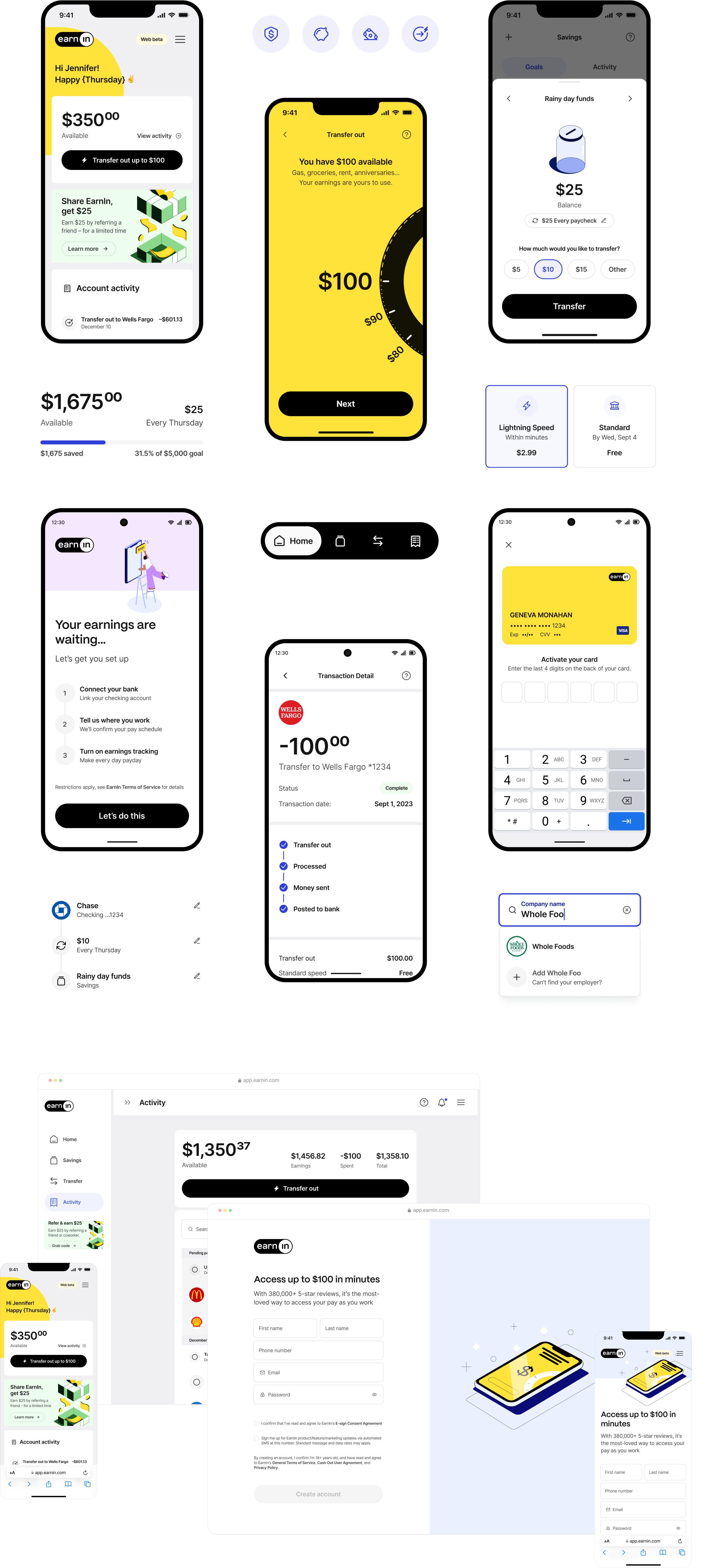 Dashboard and mobile view of the home screens for gage.