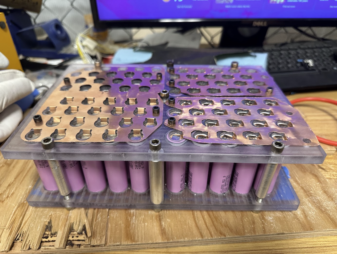 Spot welded battery module