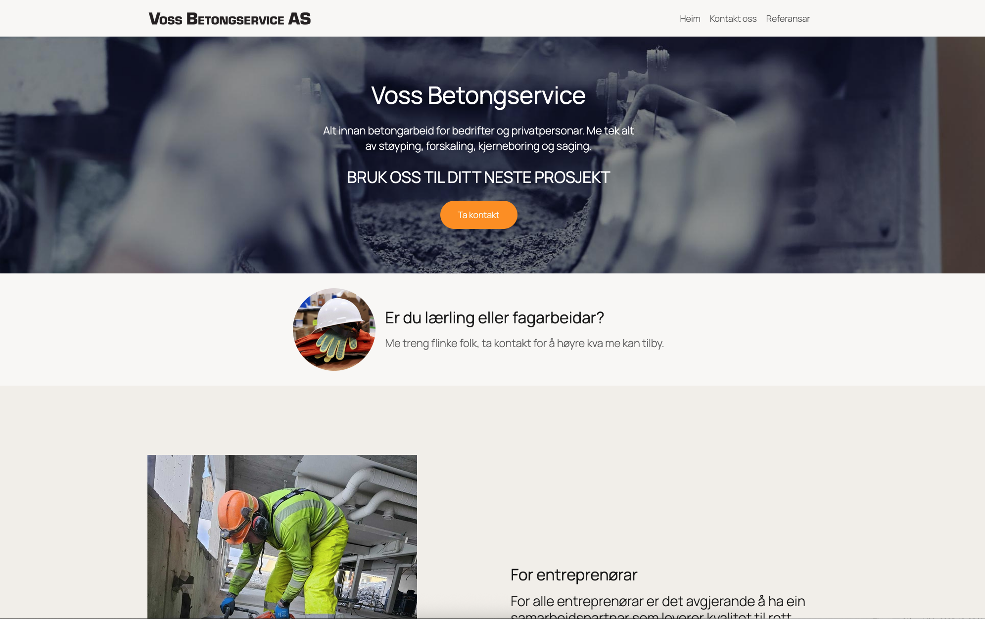 Voss Betongservice nettstad