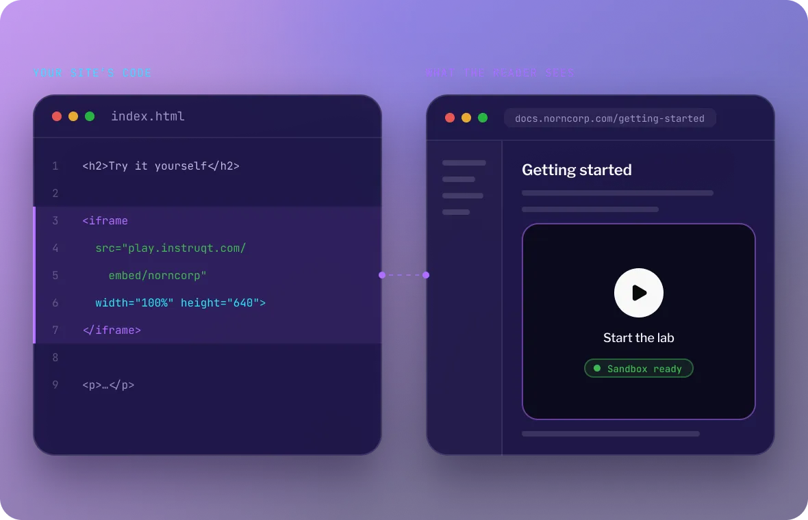 Screenshot of an embed code being added to a website's code editor