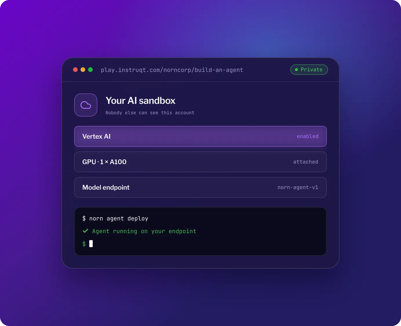 Screenshot of an embedded lab with a live cloud account inside a webpage