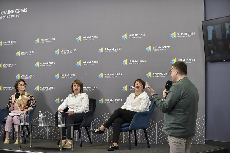 Participants of the press briefing: From left to right: Tamara Suhenko, Svitlana Kyriy, Maryna Braha, Ihor Hnatusha