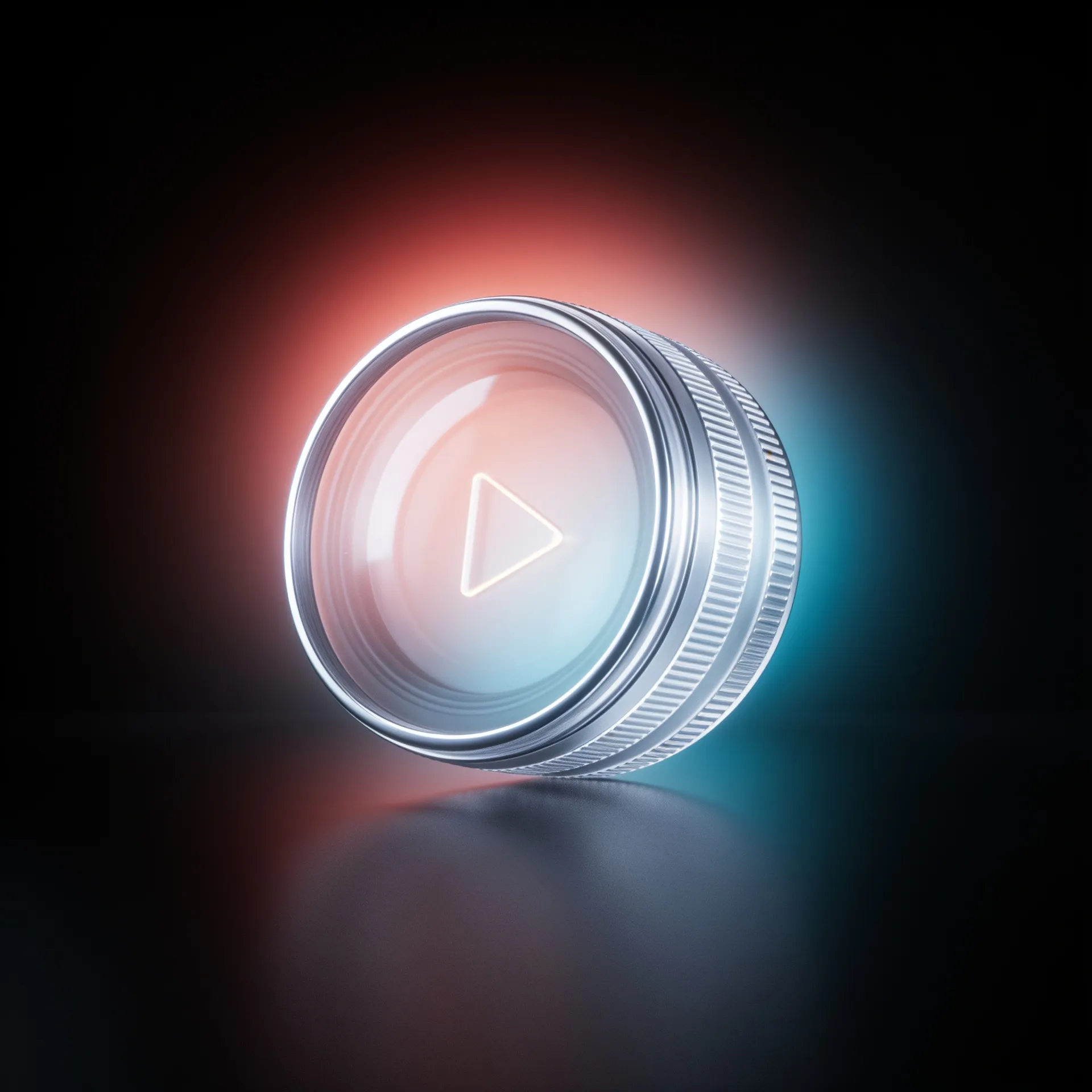 Glass camera lens icon representing video production company and content creation agency services in London