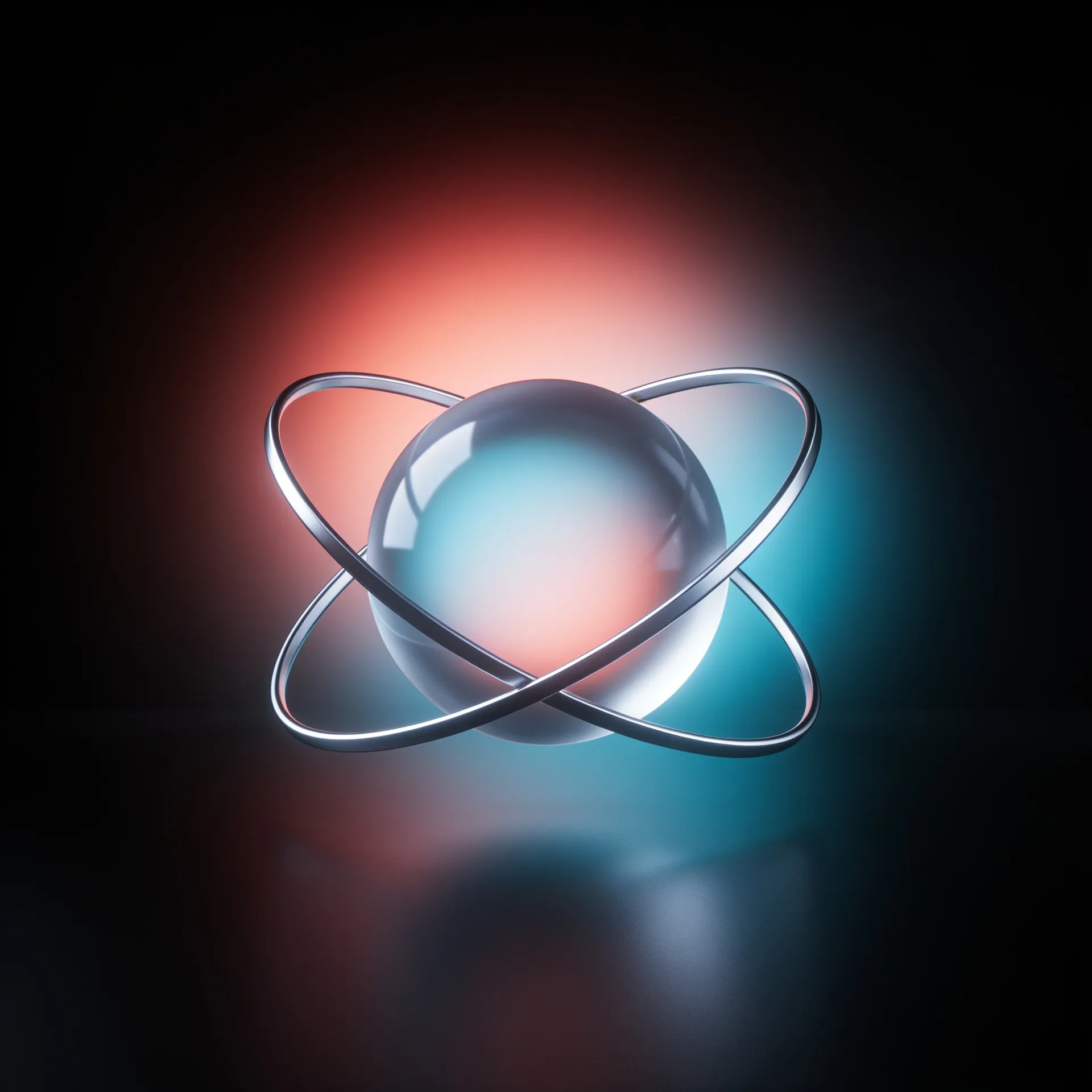 Glass orbiting rings icon representing 360 degree marketing agency and multi channel marketing agency services